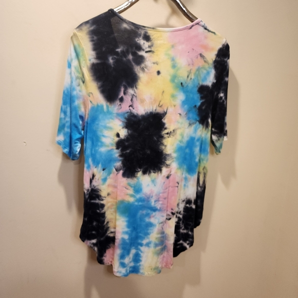 TORRID Tie Dye V Neck Tunic Tee short Sleeves T-Shirt size 1 - Picture 10 of 14